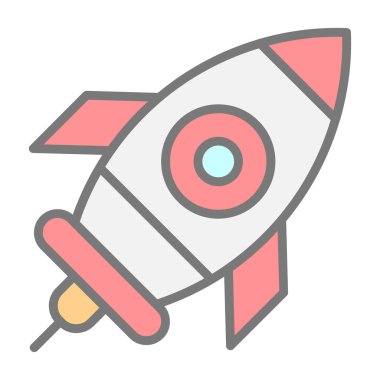 Roket gemi simgesi, vektör çizimi basit tasarım