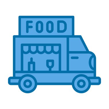 Yemek kamyonu simgesinin vektör düz çizimi