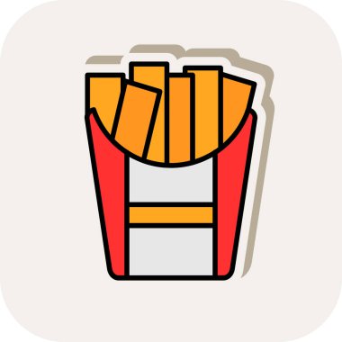 Patates kızartması düz simgesi, vektör çizimi basit tasarım