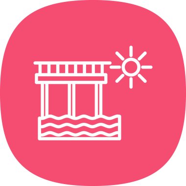 Deniz ve sahil çizgisi ikonu ile güzel güneş