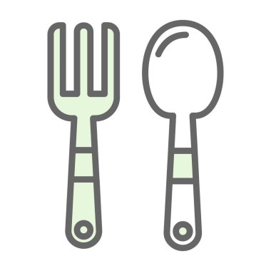 Çatal ve kaşık, bebek çatal ve kaşık vektör çizimi