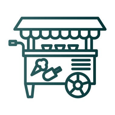 Basit dondurma arabası simgesi, vektör illüstrasyonu