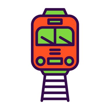 Metro treni ikonu. Taslak renk çizimi. Web için vektör sembolü