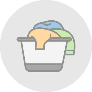 Basit düz çamaşır sepeti çizimi 