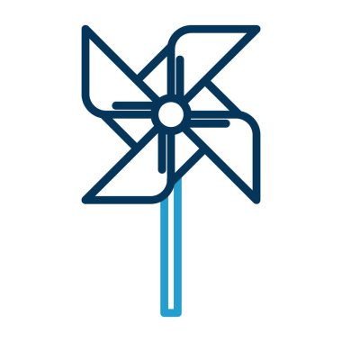 Yel değirmeni vektör simgesi. biçim düz sembol, kobalt rengi, yuvarlak açılar, beyaz arkaplan