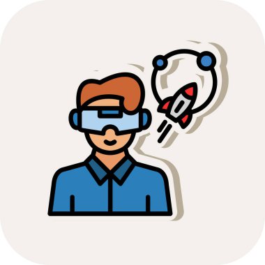 sanal gerçeklik vektörü düz renk çizgisi simgesi