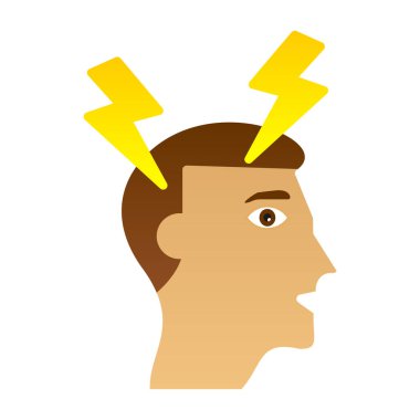 Baş ağrısı ikonu olan adam, vektör illüstrasyonu