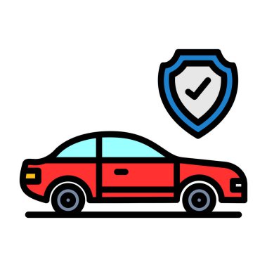 Araba sigortası renkli web simgesi basit illüstrasyon 