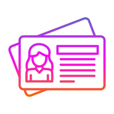 Kimlik kartı simgesi vektörü. İnce çizgi işareti. izole edilmiş sınır sembolü çizimi