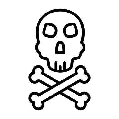 kafatası ve kemik vektör çizgisi simgesi