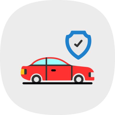 Araba sigortası renkli web simgesi basit illüstrasyon 