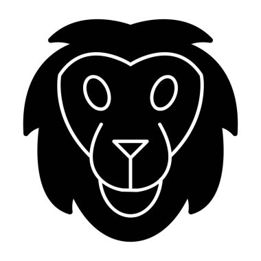 Aslan başı simgesi, vektör illüstrasyonu basit tasarım