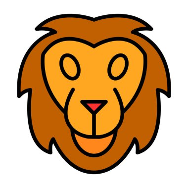 Aslan başı simgesi, vektör illüstrasyonu basit tasarım