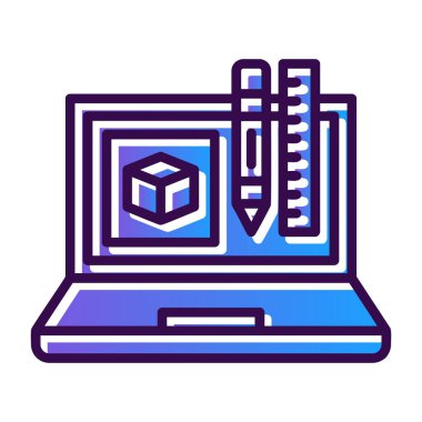 izometrik ikon vektör çizimine sahip dizüstü bilgisayar