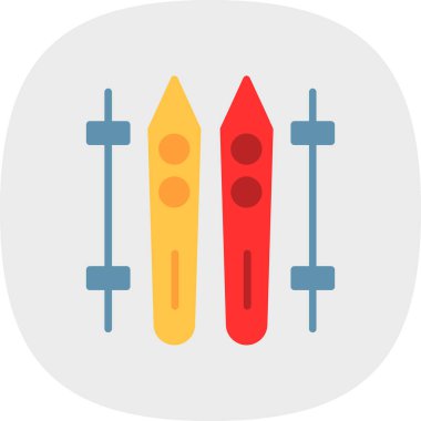 Kayaklar ve çubuklar simgesi, vektör basit illüstrasyon