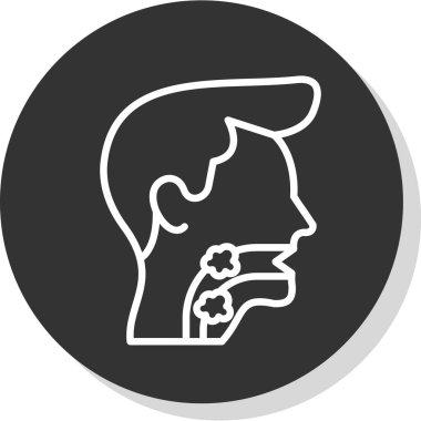 Erkek boğaz ikonu. Gırtlak kanseri vektör logosunun ağ için düz çizimi 