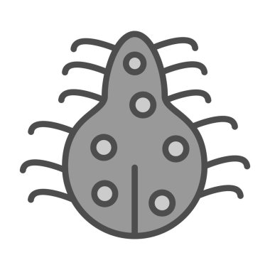 Bakteri virüsü vektör simgesi. biçim vektörü düz simgesi, beyaz arkaplan, yuvarlak açılar, gri arkaplan