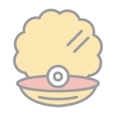 Kabuk kabuğu simgesinde inci, vektör illüstrasyonu