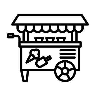 Basit dondurma arabası simgesi, vektör illüstrasyonu