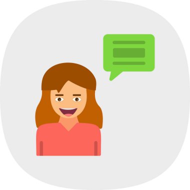 Kadın konuşma baloncuğuyla konuşuyor