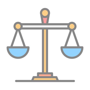 adalet ölçeği simgesi, vektör illüstrasyonu