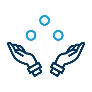 Mavi çizgili ellerin vektör çizimi. düzenlenebilir vuruş.