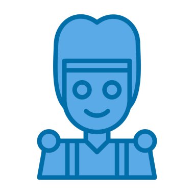 Mavi çizgili vektör illüstrasyonlu adam izole edildi