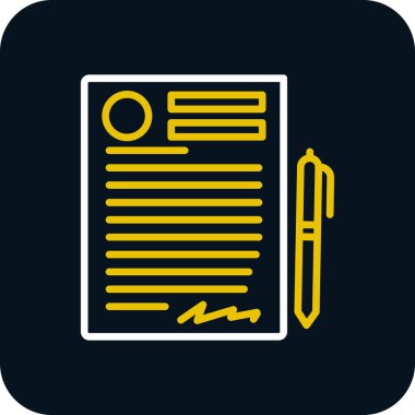 Sözleşme ve kalem düzlüğü simgesi, vektör illüstrasyonu