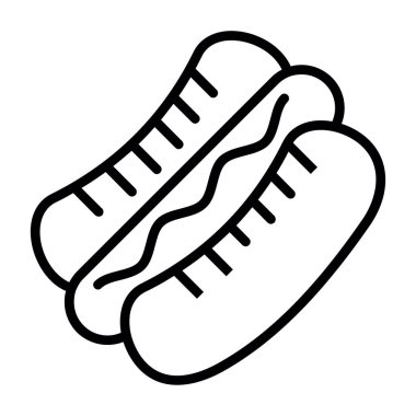hot dog outline simgesi, vektör illüstrasyonu 