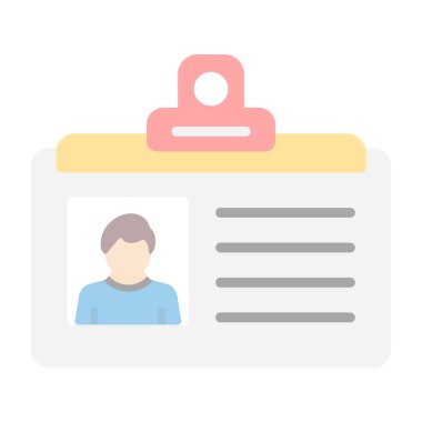 kimlik kartı düz simgesi, vektör, illüstrasyon