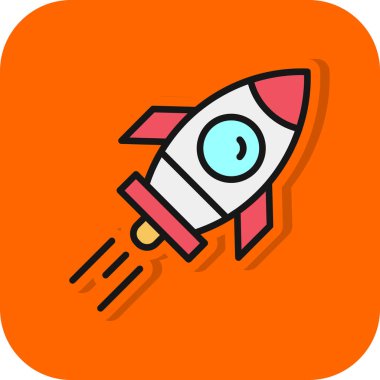 Roket gemi simgesi, vektör çizimi basit tasarım