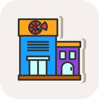 Pizza dükkanı binası simgesi, vektör illüstrasyon tasarımı