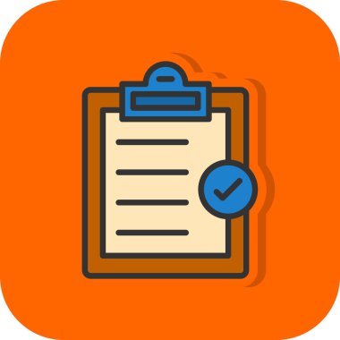 Beyaz arkaplanda izole edilmiş trend düz biçimli kontrol listesi simgesi.