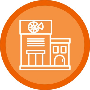 Pizza dükkanı binası simgesi, vektör illüstrasyon tasarımı