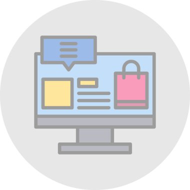 çevrimiçi alışveriş simgesi, vektör illüstrasyonu