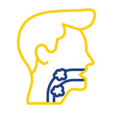 Erkek boğaz ikonu. Gırtlak kanseri vektör logosunun ağ için düz çizimi 