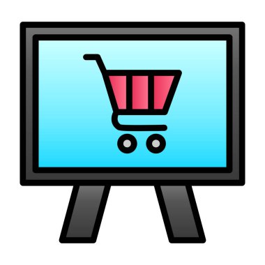 çevrimiçi alışveriş simgesi, vektör illüstrasyonu