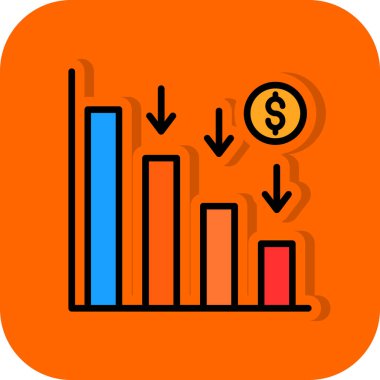 Doldurulmuş ana hatlar biçiminde iş büyümesi grafiği simgesi