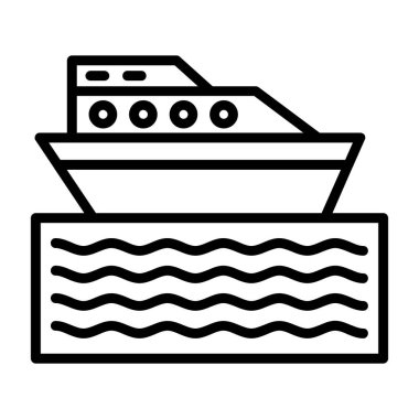 Tekne ikonu. Beyaz arkaplanda izole edilmiş web tasarımı için gemi vektör simgesinin özet çizimi