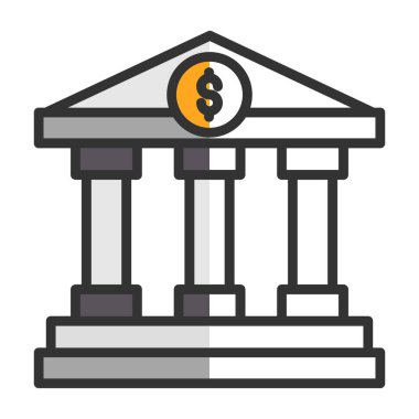 Banka bina simgesini, basit vektör çizim 