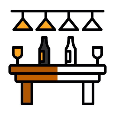 Restoran tablosu simge vektör çizimi tasarımı