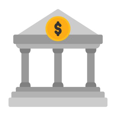 Banka binası vektör simgesi. biçim düz semboldür 