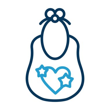 bebek önlüğü kalp çizgisi tarzı ikon tasarımı, bebek çocukluk dekorasyonunu ve yeni doğan tema vektör ilüstrasyonunu seviyor