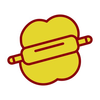 ekmek ve kaşık çizgisi olan tava ve doldurma biçimi simgesi