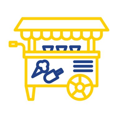 Basit dondurma arabası simgesi, vektör illüstrasyonu