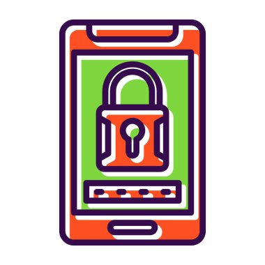 akıllı telefon güvenlik simgesi, vektör illüstrasyonu 