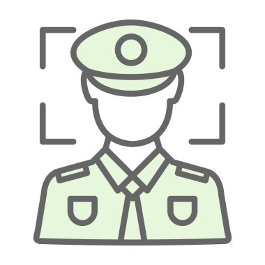 Başlık çizgisi ikonu olan bir asker. Ordu, ordu ve ordu teması, izole tasarım. vektör illüstrasyonu