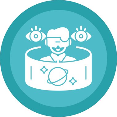 Sanal gerçeklik gözlüklü bir kişinin vektör resimleme simgesi