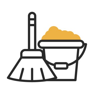 Temizlik kovası ve kova çizgisi biçim ikonu tasarımı Temizlik servisi ve temizlik tema vektörü illüstrasyonu