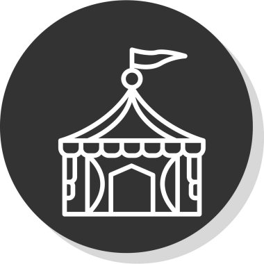 siyah ve beyaz sirk çadırı simgesi basit tasarım çizimi